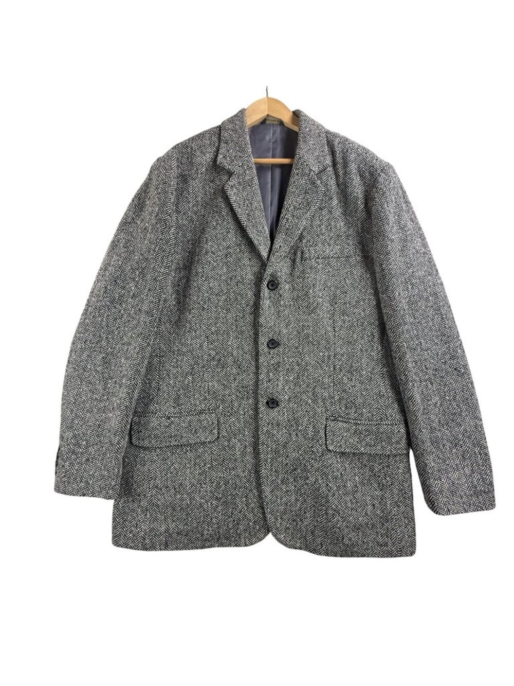 Banana Republic Blazer Men Large Gray Herringbone Wool Tweed Sport Coat Jacket